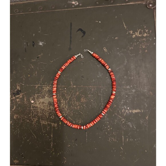 Unique Earth “One of a Kind” Red Spiny Oyster & Sterling Silver Necklace - Picture 1 of 5